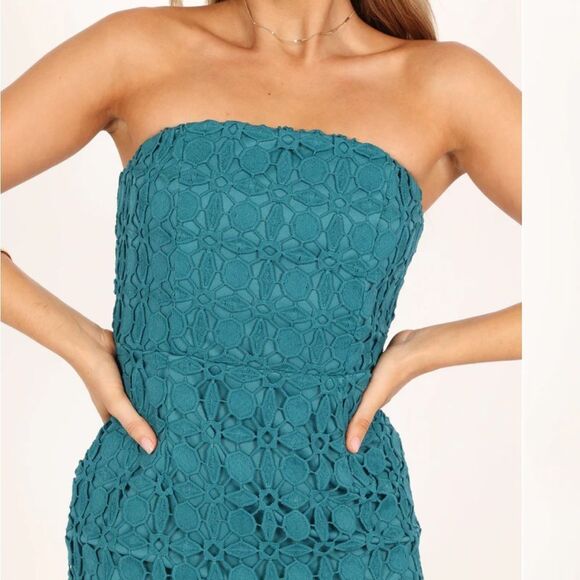 Petal & Pup CANDICE STRAPLESS LACE MIDI DRESS - TEAL NWT 10 $89 - Picture 6 of 6